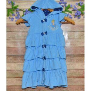 Disney Store Princess Cinderella Girls 5/6 Ruffle & Bow Swimsuit Hooded Cover Up